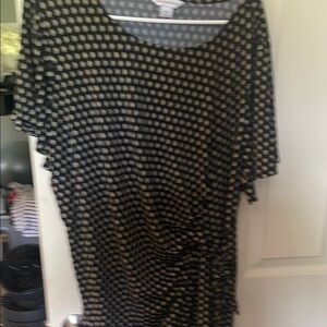Liz Claiborne Black and Gold Ruched Blouse